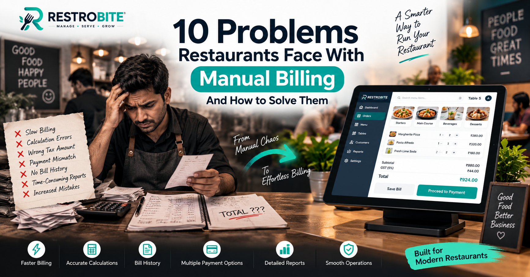 10 Problems Restaurants Face With Manual Billing — And How to Solve Them